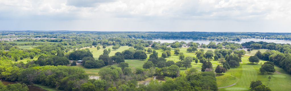 Golf course view with trees